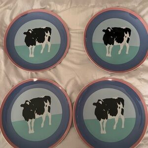 Cow Print Decorative Plates Set